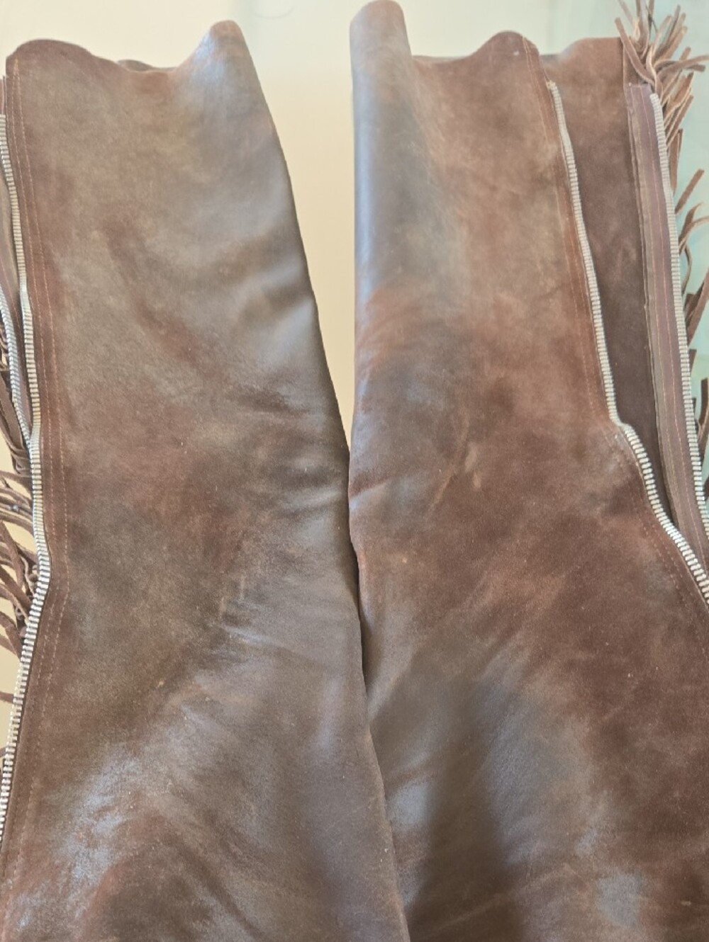 Source Unknown Brown Leather Fringe Men's Chaps - Picture 11 of 11